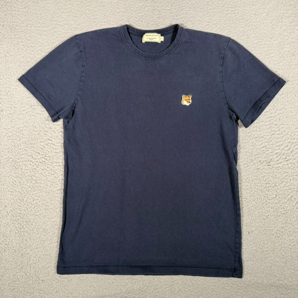 Maison Kitsune Fox Head Patch Tee Mens Blue Small 100% Cotton Casual Preppy Logo